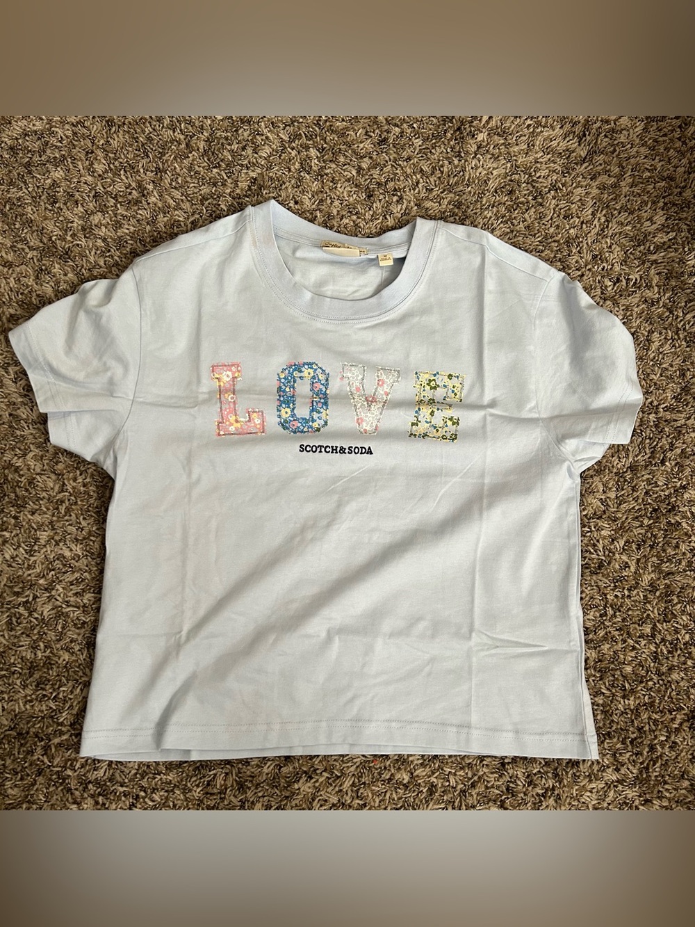 Scotch & Soda Kids Floral 'LOVE' Appliqué Tee - Light Blue